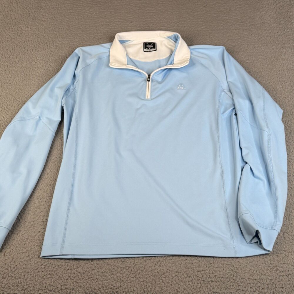 DEOLAX Pullover Men M Blue Quarter Zip Long Sleeve Performance Mock Neck Stretch